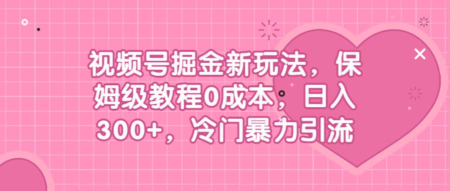 视频号掘金新玩法，保姆级教程0成本，日入300+，冷门暴力引流-学途在线