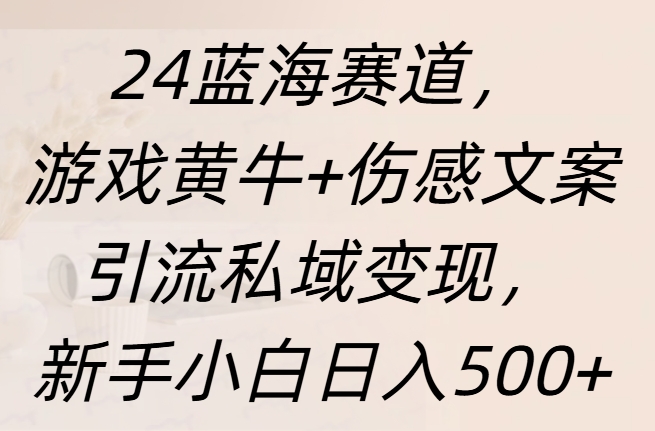 24蓝海赛道，游戏黄牛+伤感文案引流私域变现，新手日入500+-学途在线