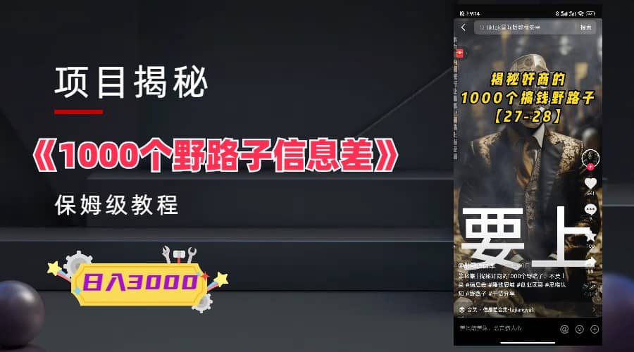 1000个野路子信息差保姆式教程-单日变现3000+的玩法解密-学途在线