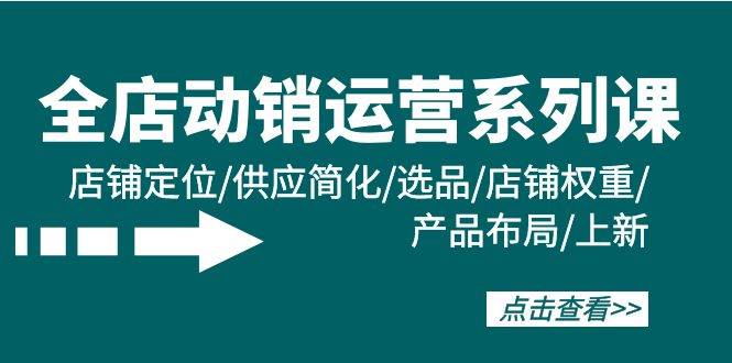 全店·动销运营系列课：店铺定位/供应简化/选品/店铺权重/产品布局/上新-学途在线