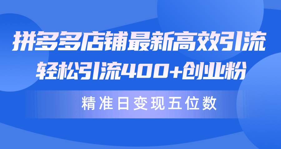 拼多多店铺最新高效引流术，轻松引流400+创业粉，精准日变现五位数！-学途在线
