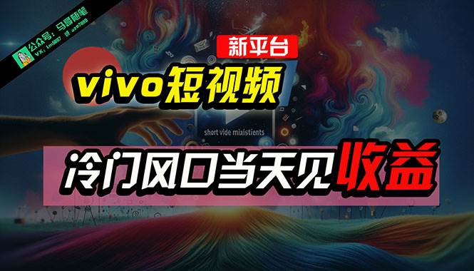 全新平台vivo短视频，新风口AI混剪无脑搬运，冷门风口当天见收益，7天…-学途在线