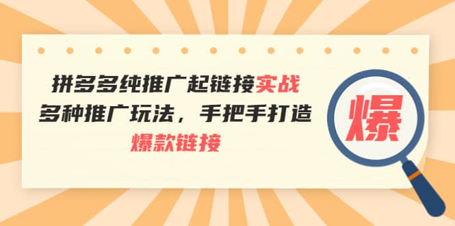 拼多多纯推广起链接实战：多种推广玩法，手把手打造爆款链接-学途在线