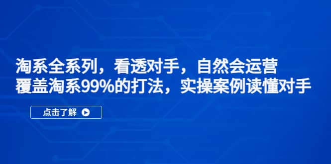 淘系全系列，看透对手，自然会运营，覆盖淘系99%·打法，实操案例读懂对手-学途在线