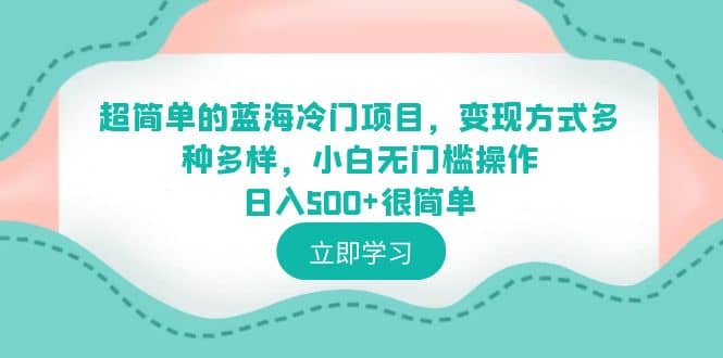 超简单的蓝海冷门项目，变现方式多种多样，小白无门槛操作日入500+很简单-学途在线