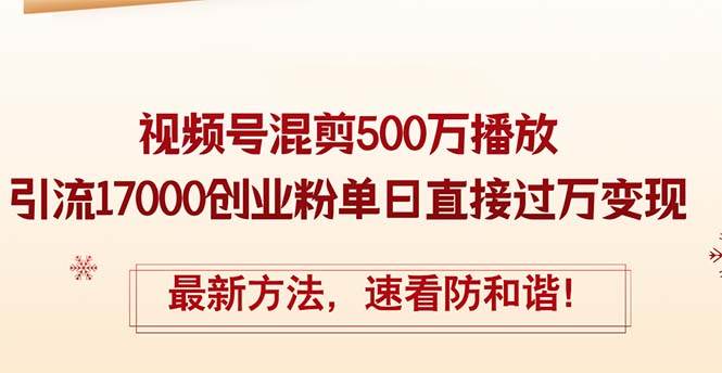 精华帖视频号混剪500万播放引流17000创业粉，单日直接过万变现，最新方…-学途在线