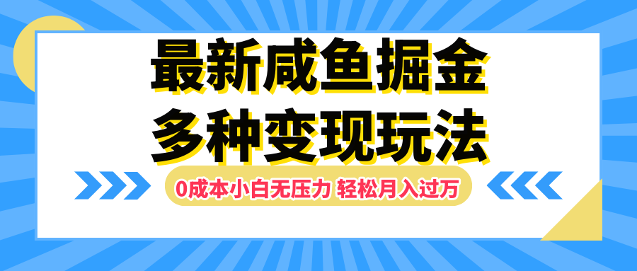 最新咸鱼掘金玩法，更新玩法，0成本小白无压力，多种变现轻松月入过万-学途在线