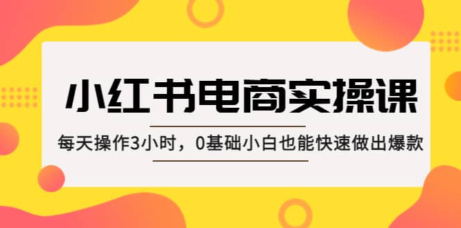 小红书·电商实操课：每天操作3小时，0基础小白也能快速做出爆款-学途在线