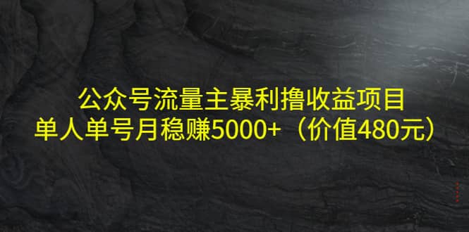 图片[1]-公众号流量主暴利撸收益项目，单人单号月稳赚5000 （价值480元）-xx网创
