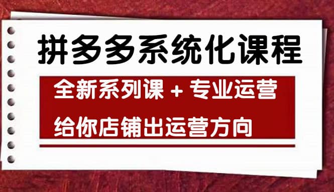 车神陪跑，拼多多系统化课程，全新系列课+专业运营给你店铺出运营方向-学途在线