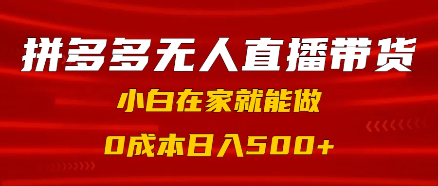 拼多多无人直播带货，小白在家就能做，0成本日入500+-学途在线
