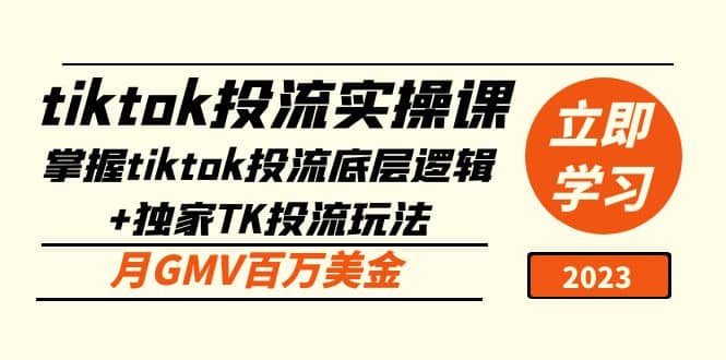 tiktok投流实操课：掌握tiktok投流底层逻辑+独家TK投流玩法-学途在线