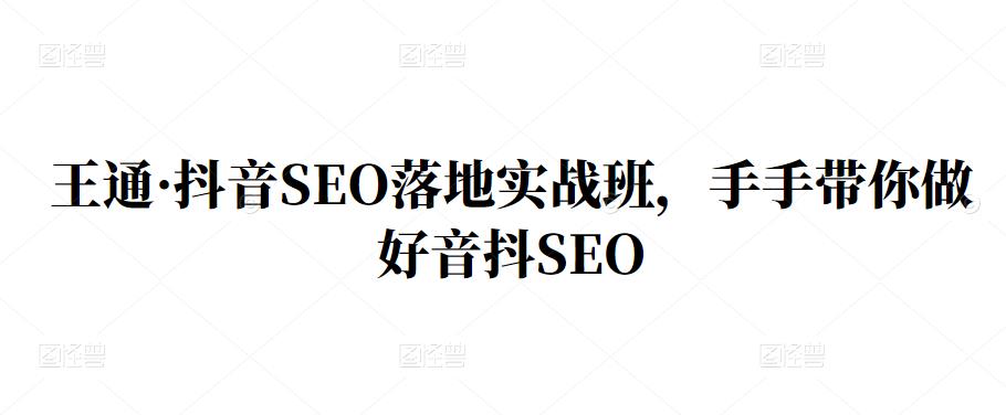 王通·抖音SEO落地实战班，手‬手带你做好音抖‬‬SEO-学途在线