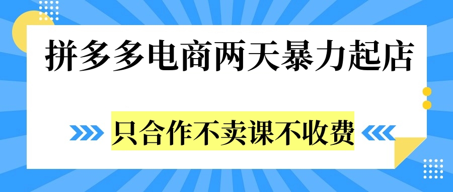 拼多多两天暴力起店，只合作不卖课不收费-学途在线