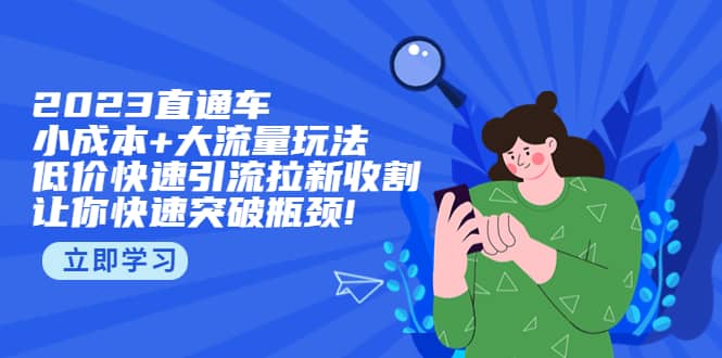 2023直通小成本+大流量玩法，低价快速引流拉新收割，让你快速突破瓶颈-学途在线