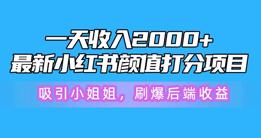 一天收入2000+，最新小红书颜值打分项目，吸引小姐姐，刷爆后端收益-学途在线
