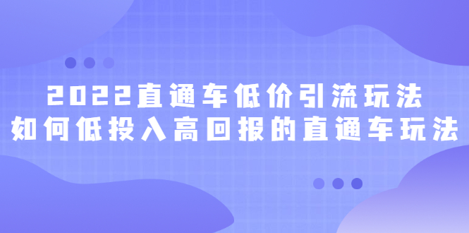 2022直通车低价引流玩法，教大家如何低投入高回报的直通车玩法-学途在线