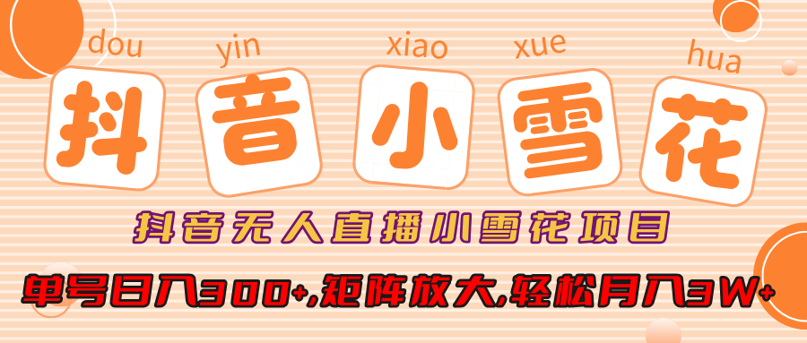 抖音无人直播小雪花项目，单号日入300+,矩阵放大,轻松月入3W+-学途在线
