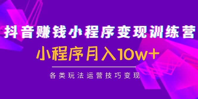 抖音小程序变现训练营：小程序各类玩法运营技巧变现-学途在线
