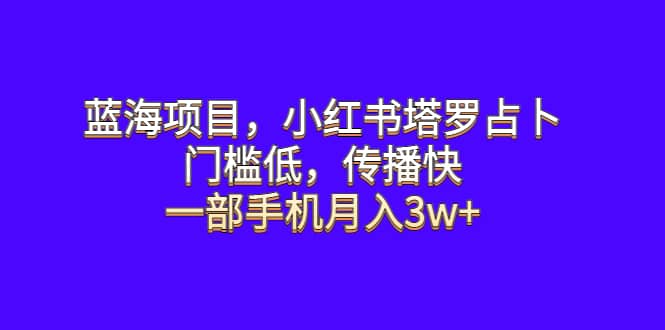 蓝海项目，小红书塔罗占卜，门槛低，传播快，一部手机月入3w+-学途在线