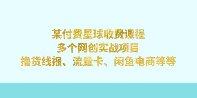 某付费星球课程：多个网创实战项目，撸货线报、流量卡、闲鱼电商等等-学途在线