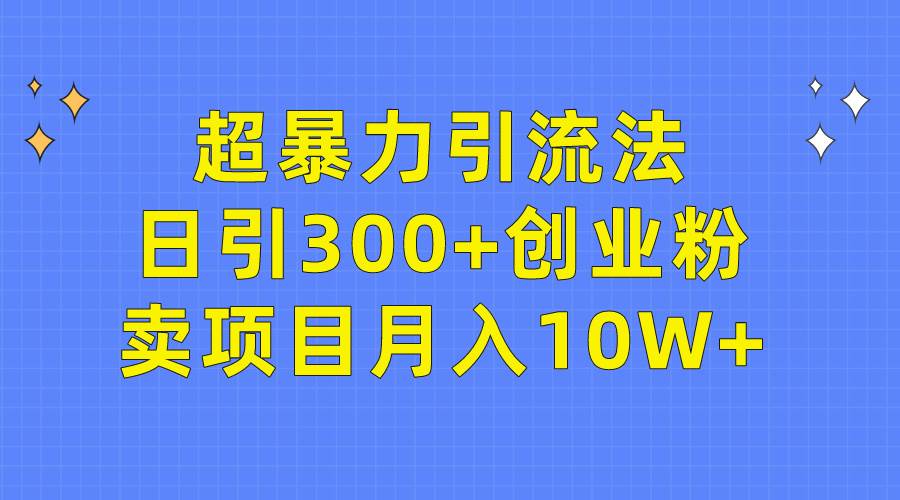 超暴力引流法，日引300+创业粉，卖项目月入10W+-学途在线
