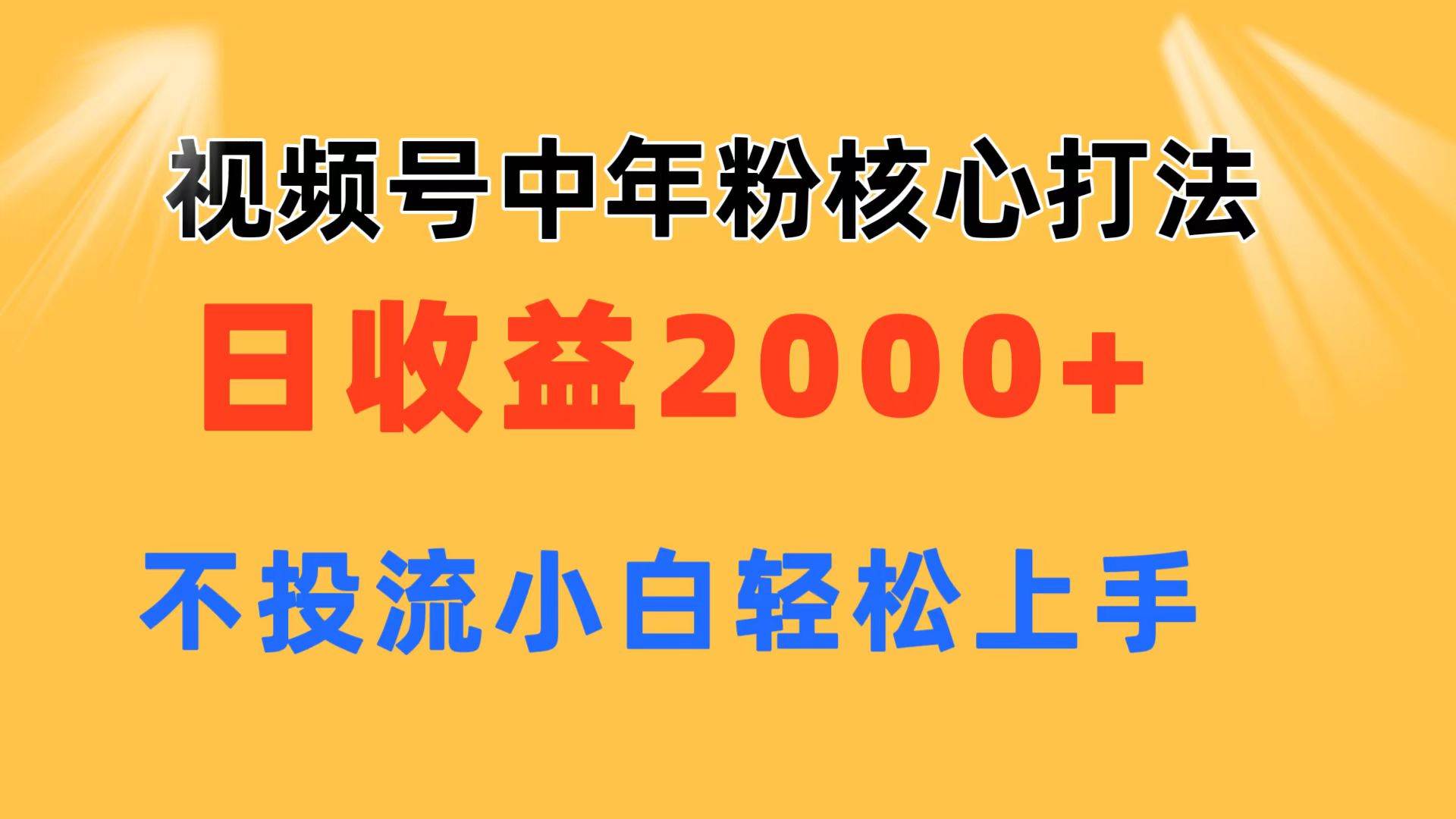 视频号中年粉核心玩法 日收益2000+ 不投流小白轻松上手-学途在线