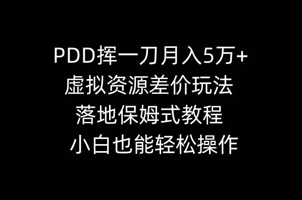 PDD挥一刀月入5万+，虚拟资源差价玩法，落地保姆式教程，小白也能轻松操作-学途在线