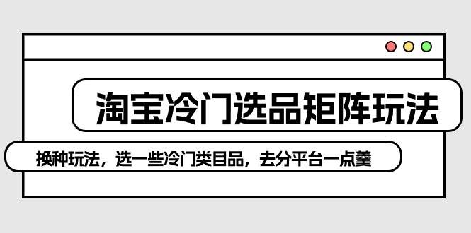 淘宝冷门选品矩阵玩法：换种玩法，选一些冷门类目品，去分平台一点羹-学途在线