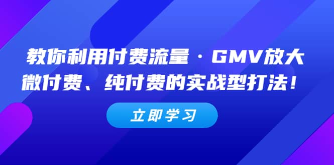 教你利用付费流量·GMV放大，微付费、纯付费的实战型打法-学途在线