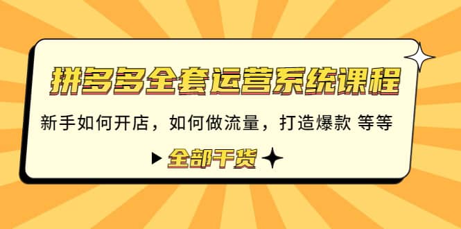 拼多多全套运营系统课程：新手如何开店 如何做流量 打造爆款 等等 全部干货-学途在线