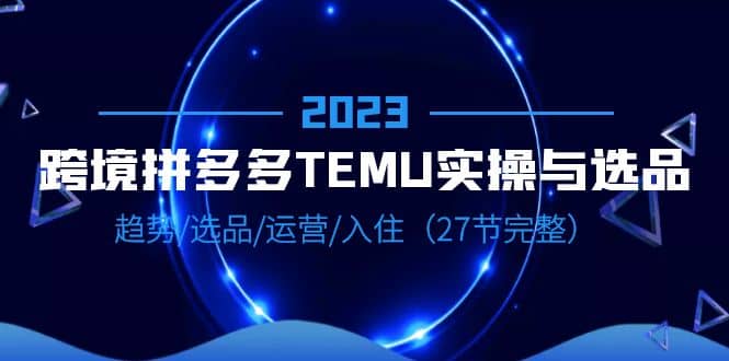 2023跨境·拼多多·TEMU实操与选品，趋势·选品·运营·入住（27节完整）-学途在线