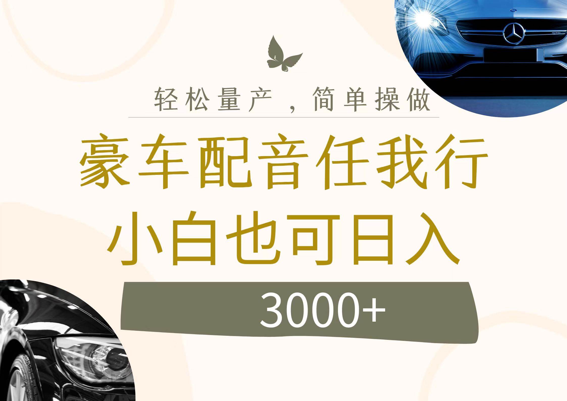 不为人知的暴力小项目，豪车配音，日入3000+-学途在线
