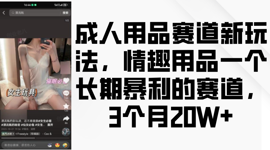 情趣用品一个长期暴利的赛道，成人用品赛道新玩法，3个月20W+-学途在线