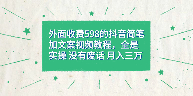 外面收费598抖音简笔加文案教程，全是实操 没有废话 月入三万（教程+资料）-学途在线