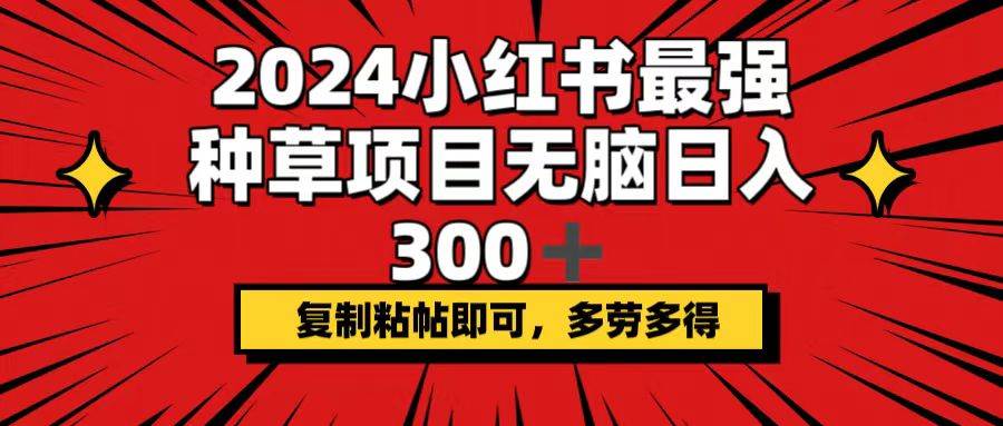 2024小红书最强种草项目，无脑日入300+，复制粘帖即可，多劳多得-学途在线