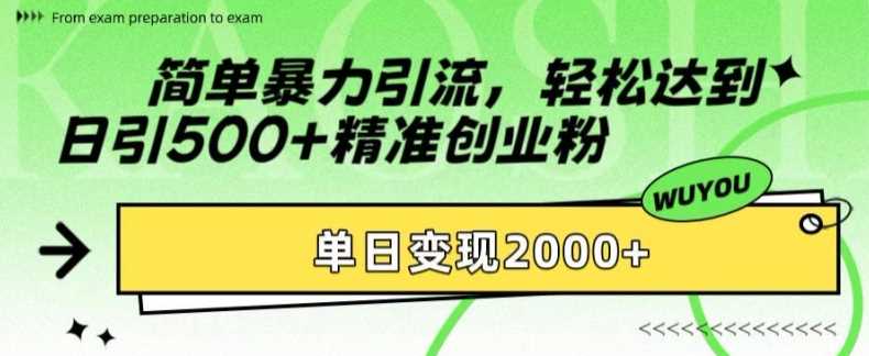 简单暴力引流轻松达到日引500+精准创业粉，单日变现2k【揭秘】-学途在线