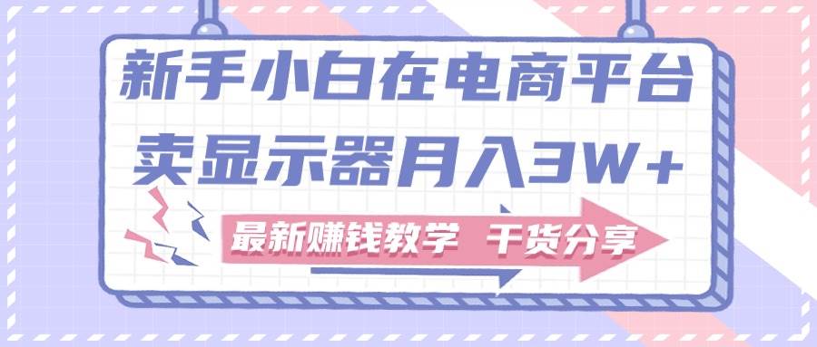 新手小白如何做到在电商平台卖显示器月入3W+，最新赚钱教学干货分享-学途在线