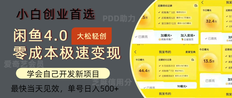 闲鱼0成本极速变现项目，多种变现方式，单号日入500+最新玩法-学途在线