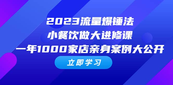 2023流量 爆锤法，小餐饮做大进修课，一年1000家店亲身案例大公开-学途在线