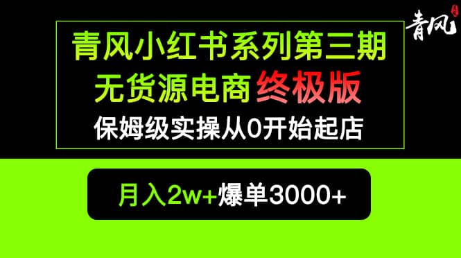小红书无货源电商爆单终极版【视频教程+实战手册】保姆级实操从0起店爆单-学途在线