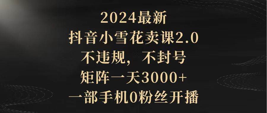 2024最新抖音小雪花卖课2.0 不违规 不封号 矩阵一天3000+一部手机0粉丝开播-学途在线