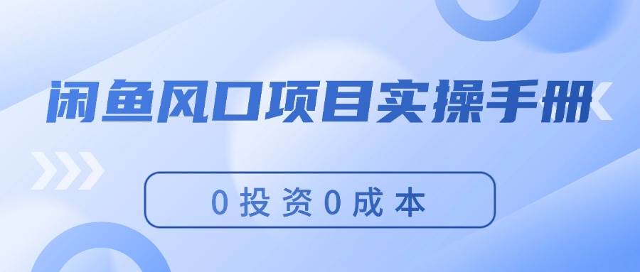 闲鱼风口项目实操手册，0投资0成本，让你做到，月入过万，新手可做-学途在线