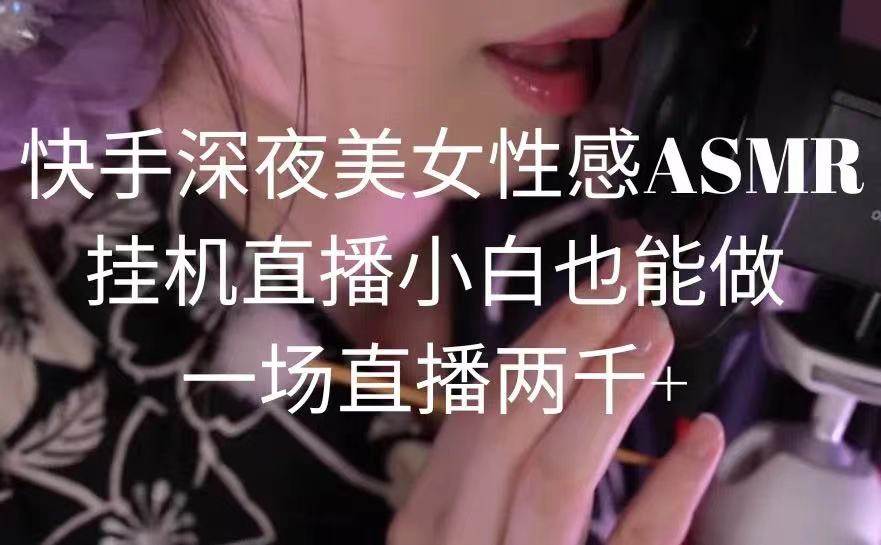 快手深夜美女性感ASMR挂机直播，小白也能做，一场直播两千+-学途在线
