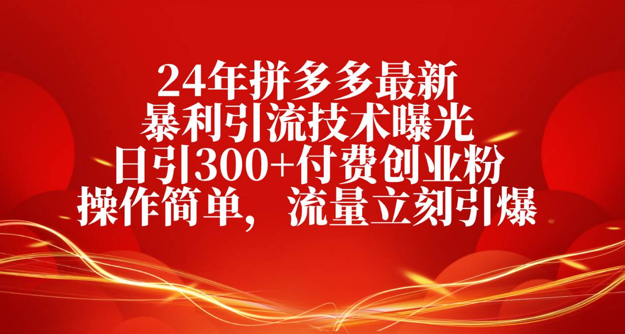 24年PDD最新引流技术曝光-学途在线