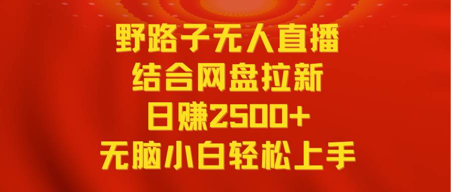 无人直播野路子结合网盘拉新，日赚2500+多平台变现，小白无脑轻松上手操作-学途在线