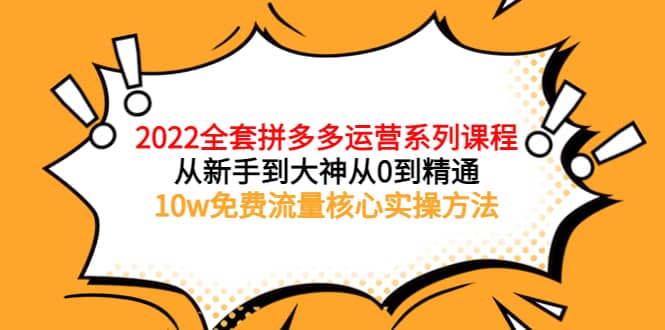 2022全套拼多多运营课程，从新手到大神从0到精通，10w免费流量核心实操方法-学途在线