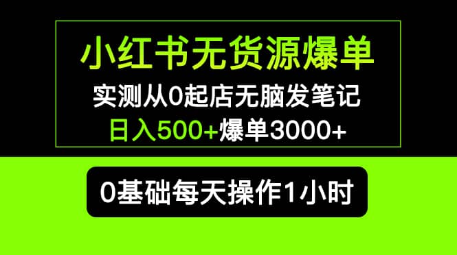 图片[1]-小红书无货源爆单 实测从0起店无脑发笔记爆单3000 长期项目可多店-xx网创