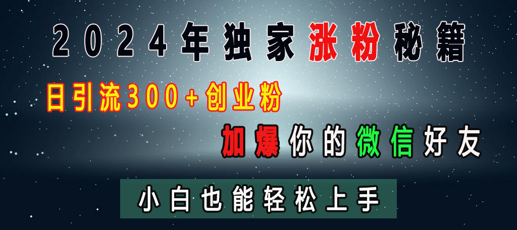 2024年独家涨粉秘籍，日引流300+创业粉，加爆你的微信好友，小白也能轻松上手-学途在线