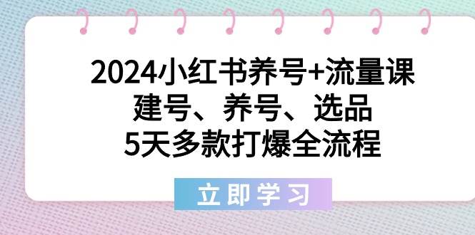 2024小红书养号+流量课：建号、养号、选品，5天多款打爆全流程-学途在线